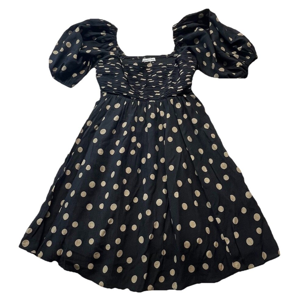 Abercrombie & Fitch Dress Womens XS Black Polka Dot Emerson Puff Sleeve Mini